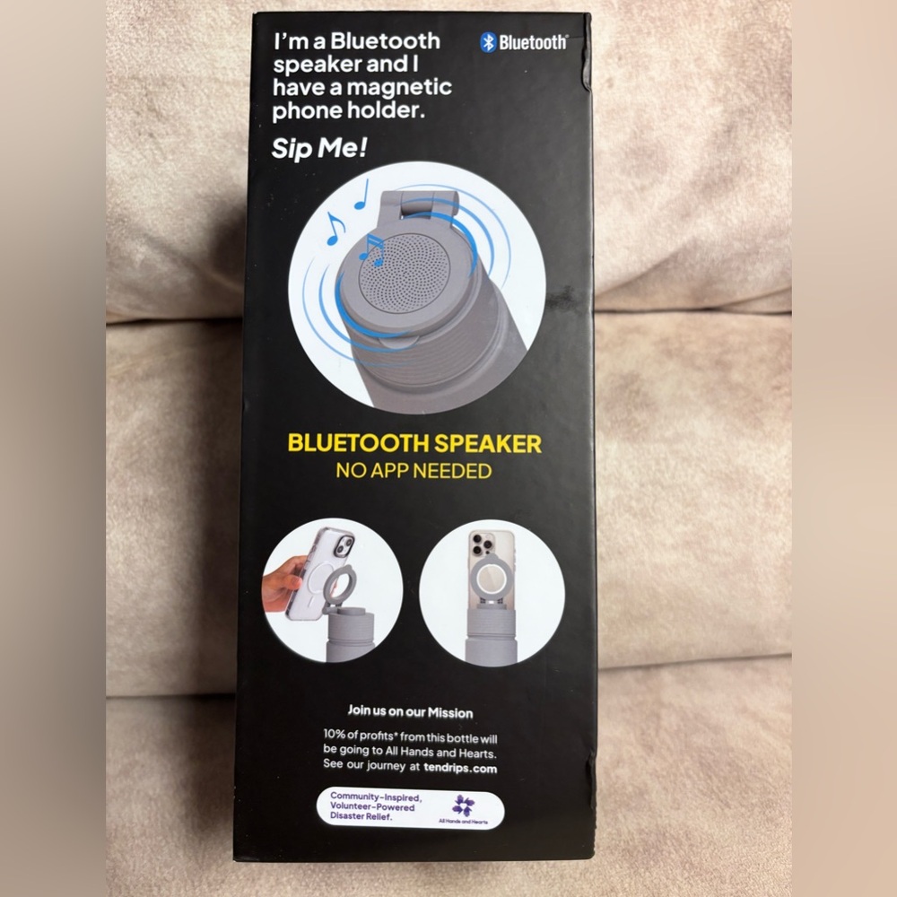 Drip Bluetooth Speaker Water Bottle - Gray NEW - Picture 4 of 5